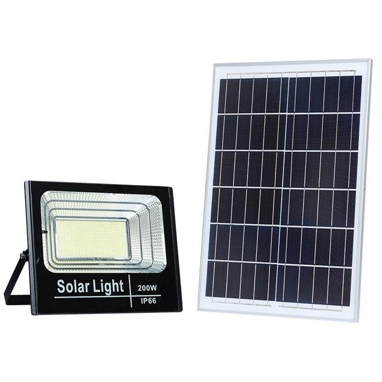 Proiector solar led, klausstech 200 w, telecomanda inclusa, protectie ip 66, design modern, negru