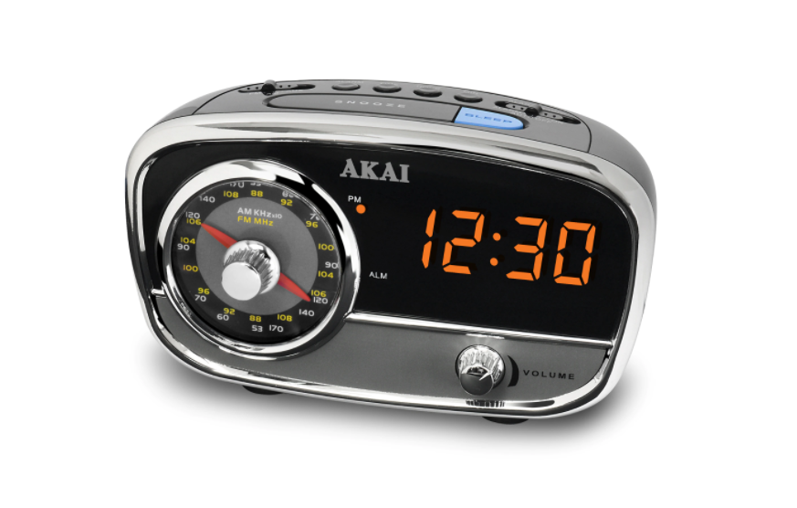 Radio cu ceas, am/fm, ecran led, functie de sleep/snooze, alarma, alimetare pe baterii si la retea, timer, design ergonomic si compact, negru / argintiu