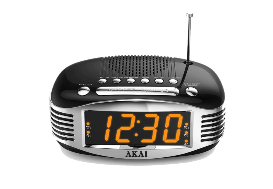 Radio cu ceas, am/fm, ecran led, sleep, timer, alarma duala, buzzer, antena telescopica, functie line-in, negru/argintiu
