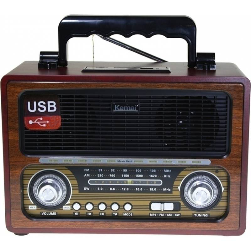 Radio portabil kemai , difuzor hi-fi, dsp radio, fm/am/sw, radio, card microsd, usb, tf, bluetooth, retro