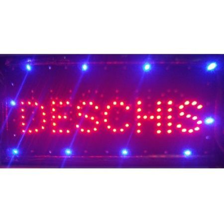 Reclama Luminoasa Deschis Klausstech, Tehnologie Led, Dimensiuni 50 X 25 Cm, Alimentare 220 V, Design Modern, Rosu/albastru