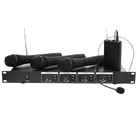 set 4 microfoane ibiza profesionale wireless cu receiver vhf 3 mana 1 casca celsa1012 0 Set 2 Microfoane Karaoke Wireless Sal Cu Receiver