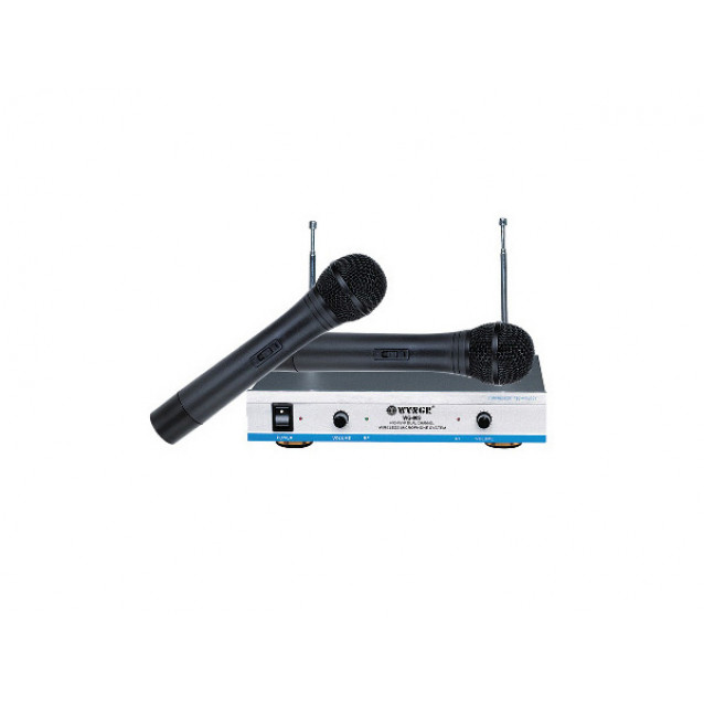 Set de 2 microfoane wireless, receptor, usor de folosit, karaoke, design modern, ergonomic, negru