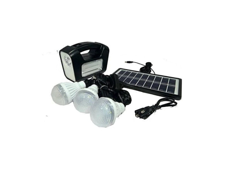 Set de camping solar cu 3 x becuri si panou solar, lanterna portabila, maner ergonomic, incarcare 12-15h, slot usb, incarcare mobile, dc 6v, negru