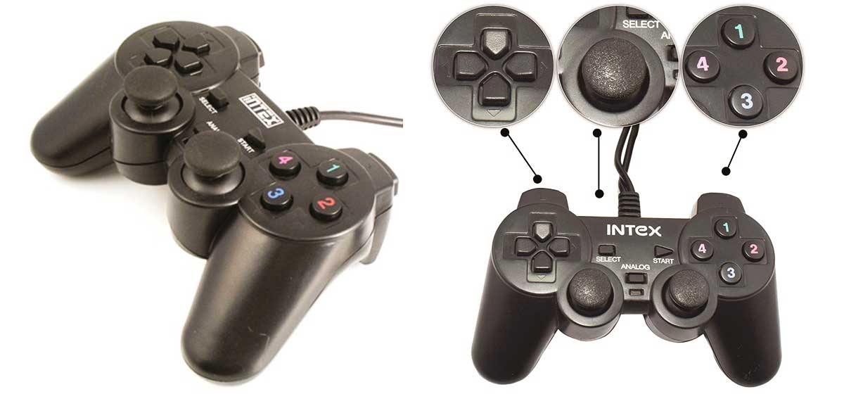 Klausstech Set joystick gaming intex , cu cablu usb , led indicator turbo , conexiune usb 1.0, 1.1, 2.0 , 10 buton de foc + buton lent , negru