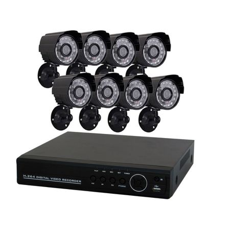 Sistem de supraveghere video klausstech, 8 camere, dimensiuni camera 120 x 65 x 60 mm, temperatura functionare - 25 ° c & 50 ° c, tensiune alimentare 220 v, design modern, negru