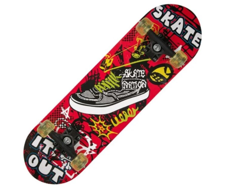 Skateboard klausstech, 70x20 cm, usor, design modern, destinat copiilor, material lemn, durabil, imprimeu, multicolor