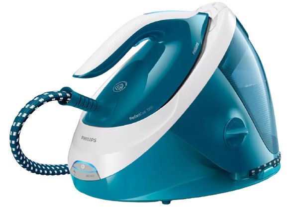 Statie Philips De Calcat Cu Abur Perfectcare Presiune 7.5 Bari  Rezervor Detasabil 1.8 L Blocare Siguranta Jet De Abur 480 G 2100 W Talpa Steamglide Advanced Indicator Luminos Alb/albastru
