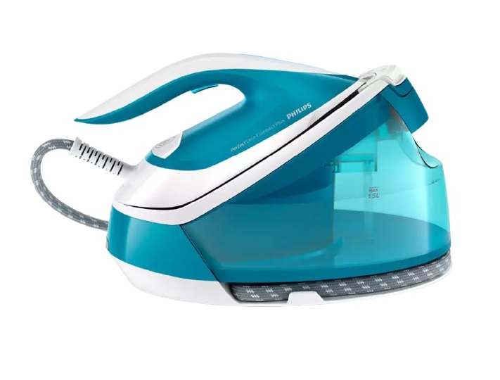 Statie Philips De Calcat Cu Abur Tehnologie Perfectcare Compact Plus Rezervor Detasabil De 1.5 L  Blocare De Siguranta Presiune 6.5 Bar Jet De Abur 430 G Talpa Steamglide 2400 W Albastru/alb