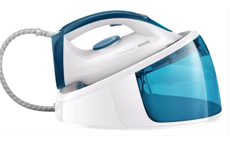 Statie Philips Fastcare Compact De Calcat Cu Abur Presiune De 5.2 Bari Rezervor Apa 1.5 L Jet De Abur Pana La 300g 2400 W 220 - 240 V Jet Vertical 120 G/min Indicator Luminos/sonor Alb/albastru