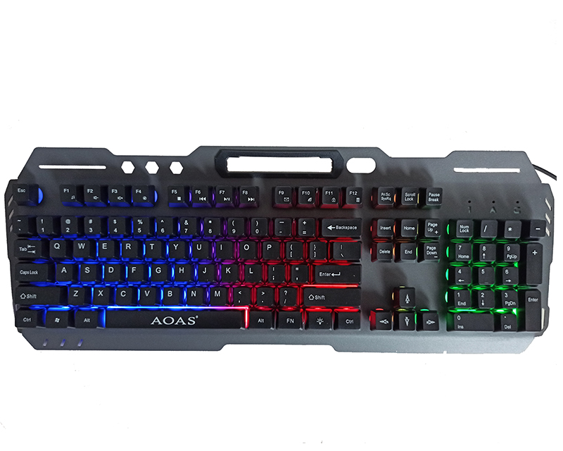 Aoas Tastatura, cu fir, iluminata rgb, cablu 1.5m, confortabila, ergonomica, usoara, waterproof, negru