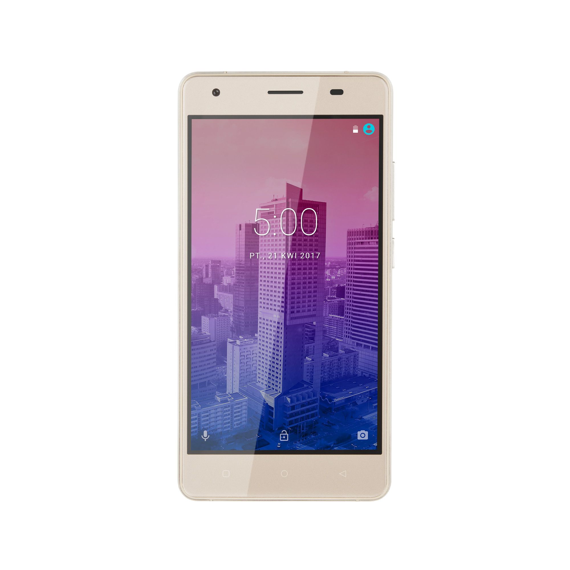 Telefon mobil kruger&matz, android 7.0, diagonala 5 inch, rezolutie 720 x 1280 px, senzor de amprenta, dual sim, design ergonomic, culoare gold