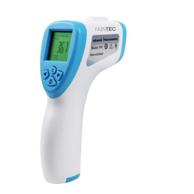 Termometru digital cu infrarosu, masurarea instanta si fara contact a temperaturii, potrivit atat pentru corp cat si pentru suprafete, alb/ albastru