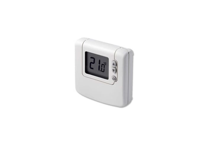 Termostat de ambient digital pentru centrala, klausstech, cu fir, ecran lcd, design compact, buton on off, alb
