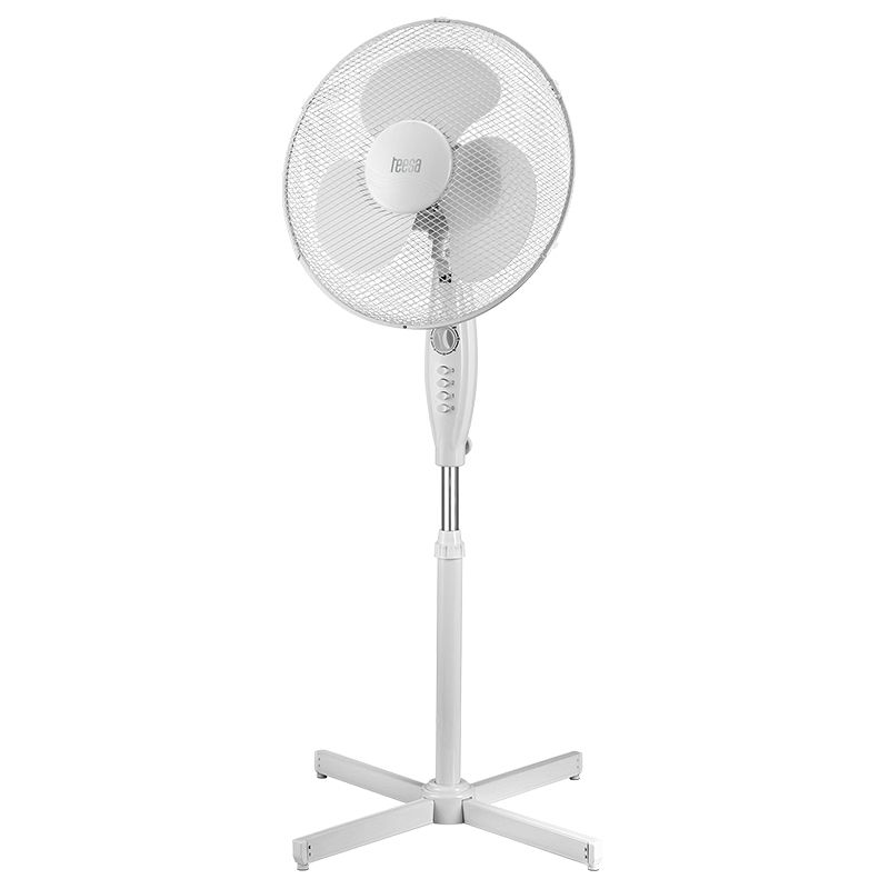Ventilator cu picior, putere 45w, timer, miscare automata 80°, 3 viteze, inaltime 105-125 cm, grilaj metalic, lungime 1.8 m, alb