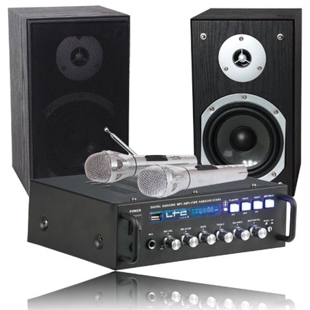 set karaoke amplificator usb 2 boxe 2x35w elpkaraoke star4 Set 2 Microfoane Karaoke Wireless Sal Cu Receiver