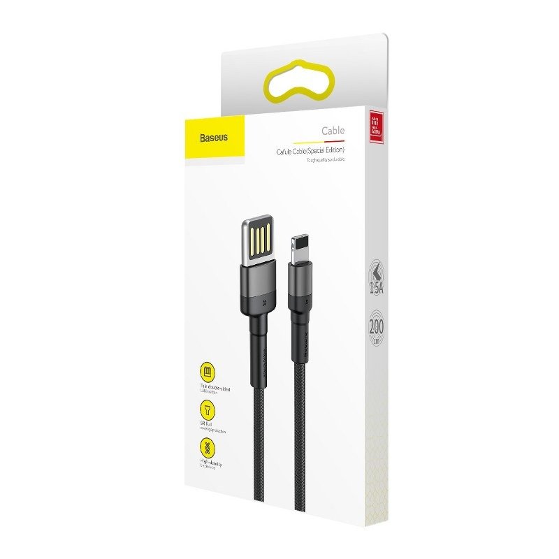 baseus cafule double sided usb lightning cable 1 5a 2m gray black inncalklf hg1 Baseus Cafule Lightning Cable