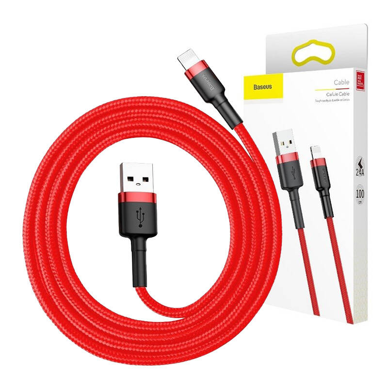 baseus cafule usb lightning cable 2 4a 0 5m red inncalklf a09 Baseus Cafule Lightning Cable