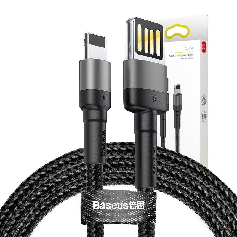 lightning usb cable reversible baseus cafule 2 4a 1m gray black inncalklf gg1 Baseus Cafule Special Edition