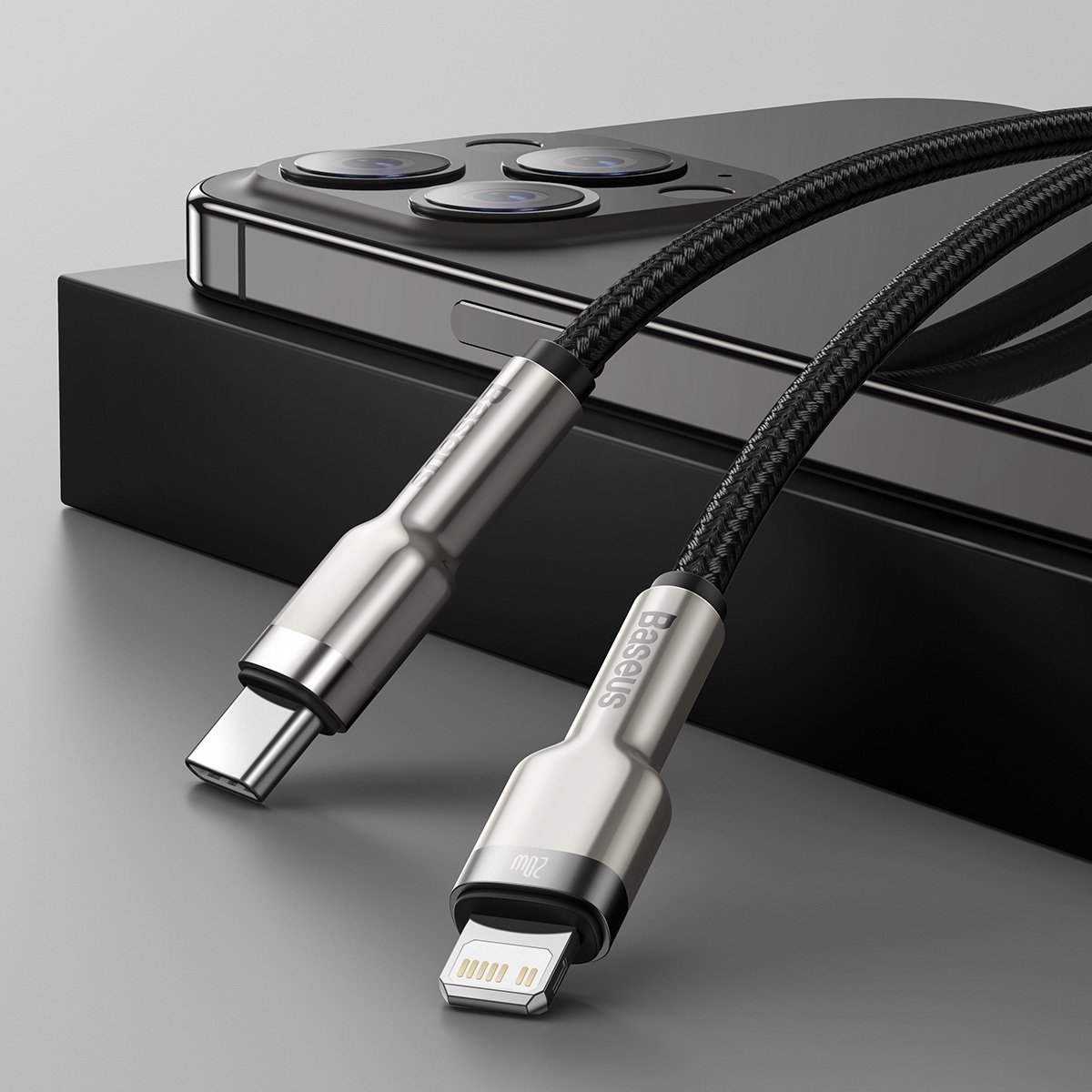 usb c cable for lightning baseus cafule pd 20w 2m black inncatljk b01 Baseus Cafule Lightning Cable