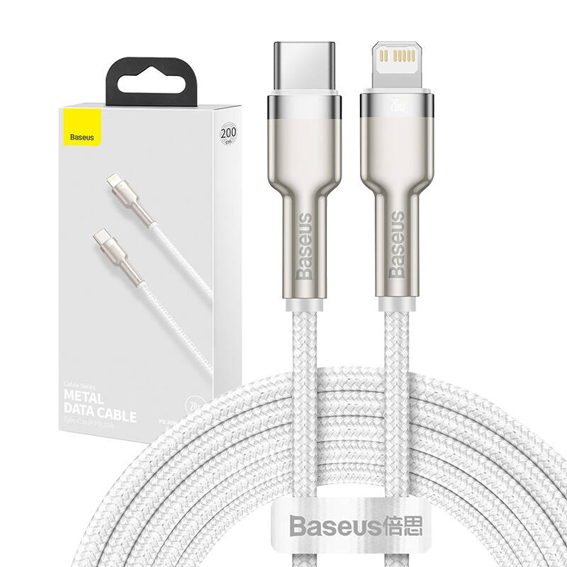 usb c cable for lightning baseus cafule pd 20w 2m white inncatljk b02 Baseus Cafule Lightning Cable