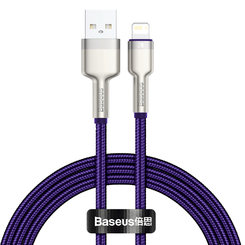 usb cable for lightning baseus cafule 2 4a 1m purple inncaljk a05 Baseus Cafule Lightning Cable