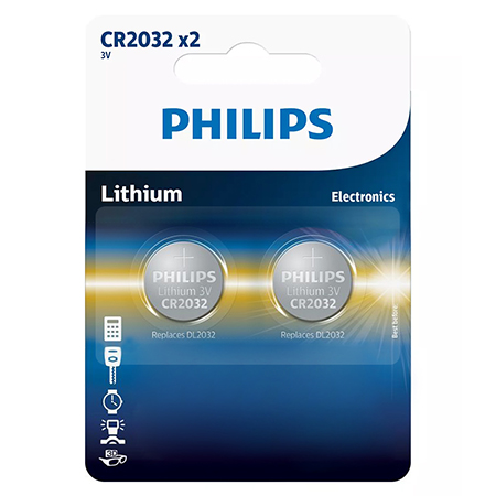 Blister baterie philips lithium cr2032, 2 bucati.