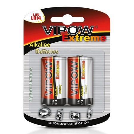 Baterie alcalina Vipow Extreme R14, 2 bucati