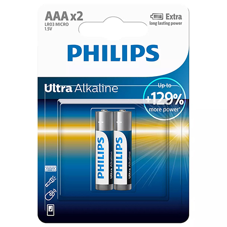 Baterii alcaline philips lr03 aaa 2 buc - putere ridicata