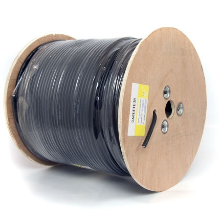 Cabletech Cablu coaxial f690bv, gel negru tambur 305m