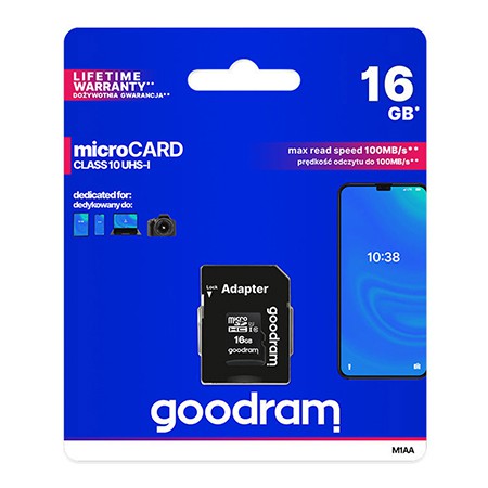 Micro sd card 16gb class 10 goodram