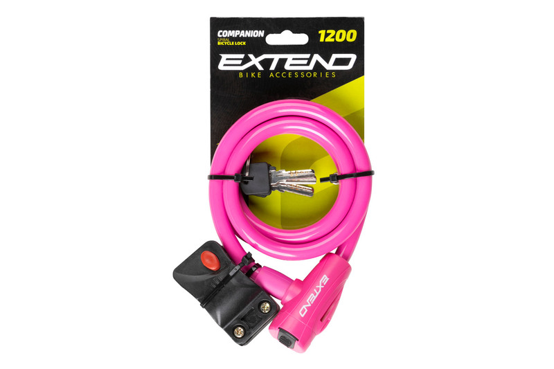 Cablu antifurt spiralat, cheie, 12*1200mm, roz