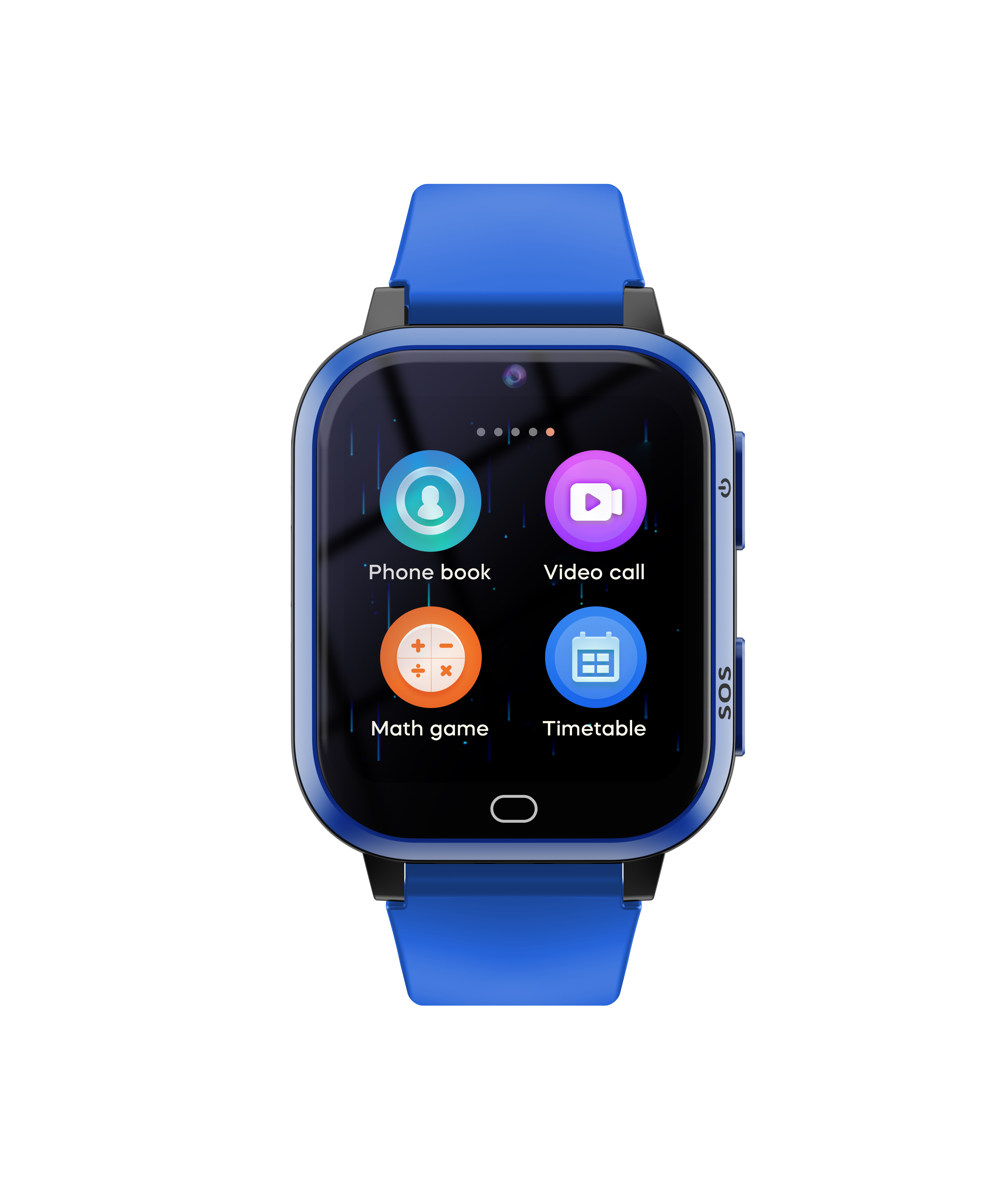 Smartwatch profesionist pentru copii cu gps, wi-fi și 4g, de culoare albastră.