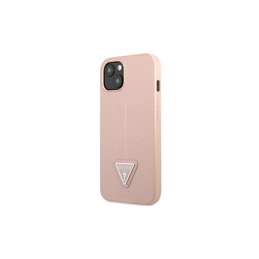 Stylish Guess Pink iPhone 14 Pro Case with Saffiano Leather