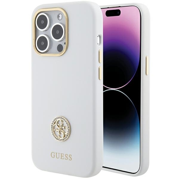 Husa guess white logo pentru iphone 15 pro, 6,1 - protecție profesională