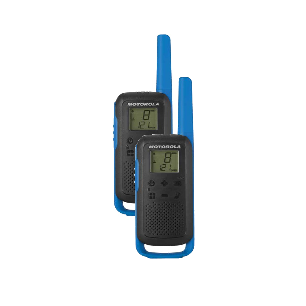 Pereche de 2 statii de Emisie-Receptie Motorola, Talkabout Profesional, incărcător albastru