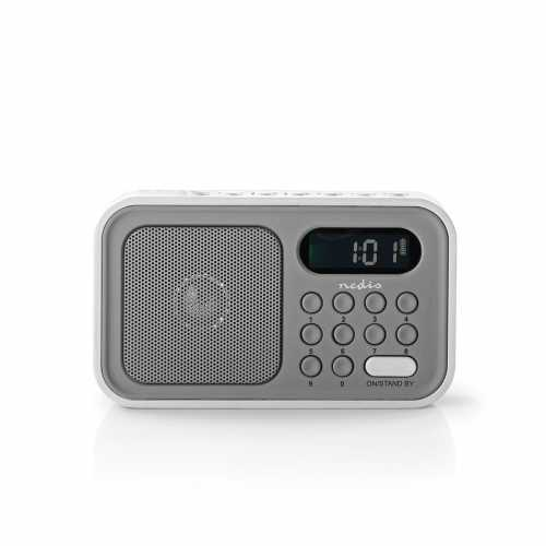 Radio portabil fm functie de ceas cu alarma 2.1w gri/alb, nedis
