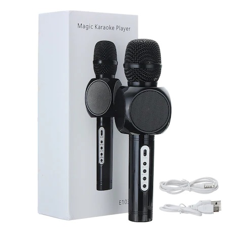 Microfon magic karaoke player, wster, wireless sistem, profesional cu boxe si bluetooth, negru